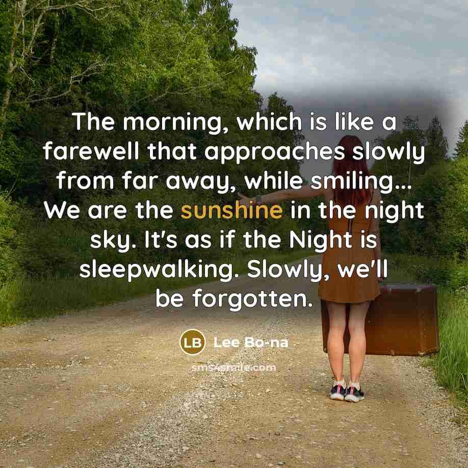 “The morning, which is like a farewell that approaches slowly…” quote by Lee Bo-na