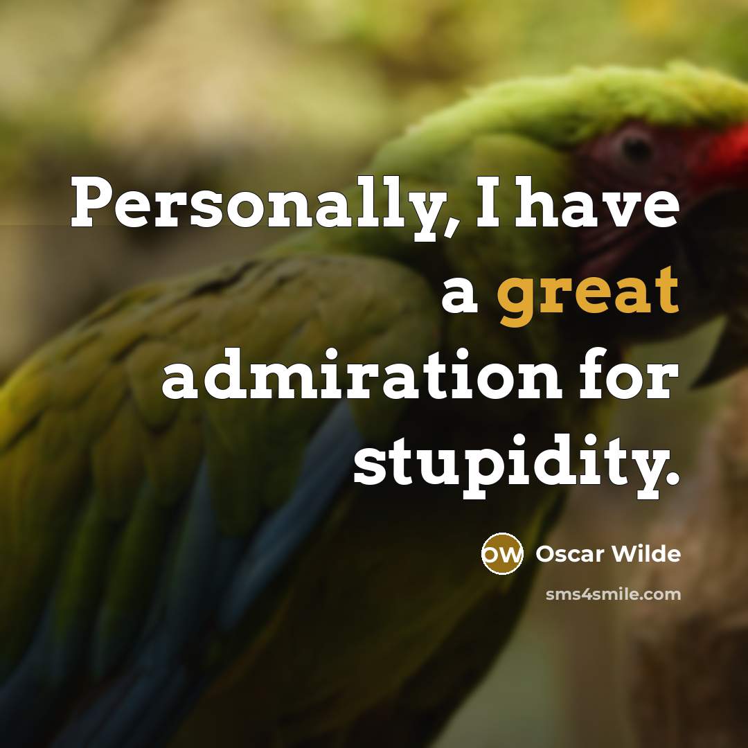 “Personally, I have a great admiration for stupidity.…” quote by Oscar Wilde