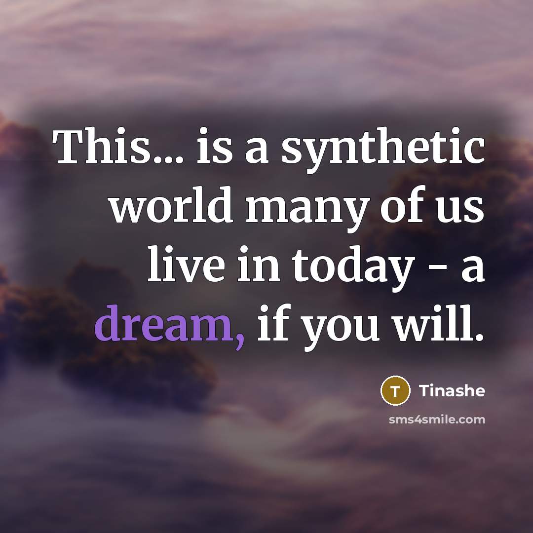 “This... is a synthetic world many of us live in…” quote by Tinashe