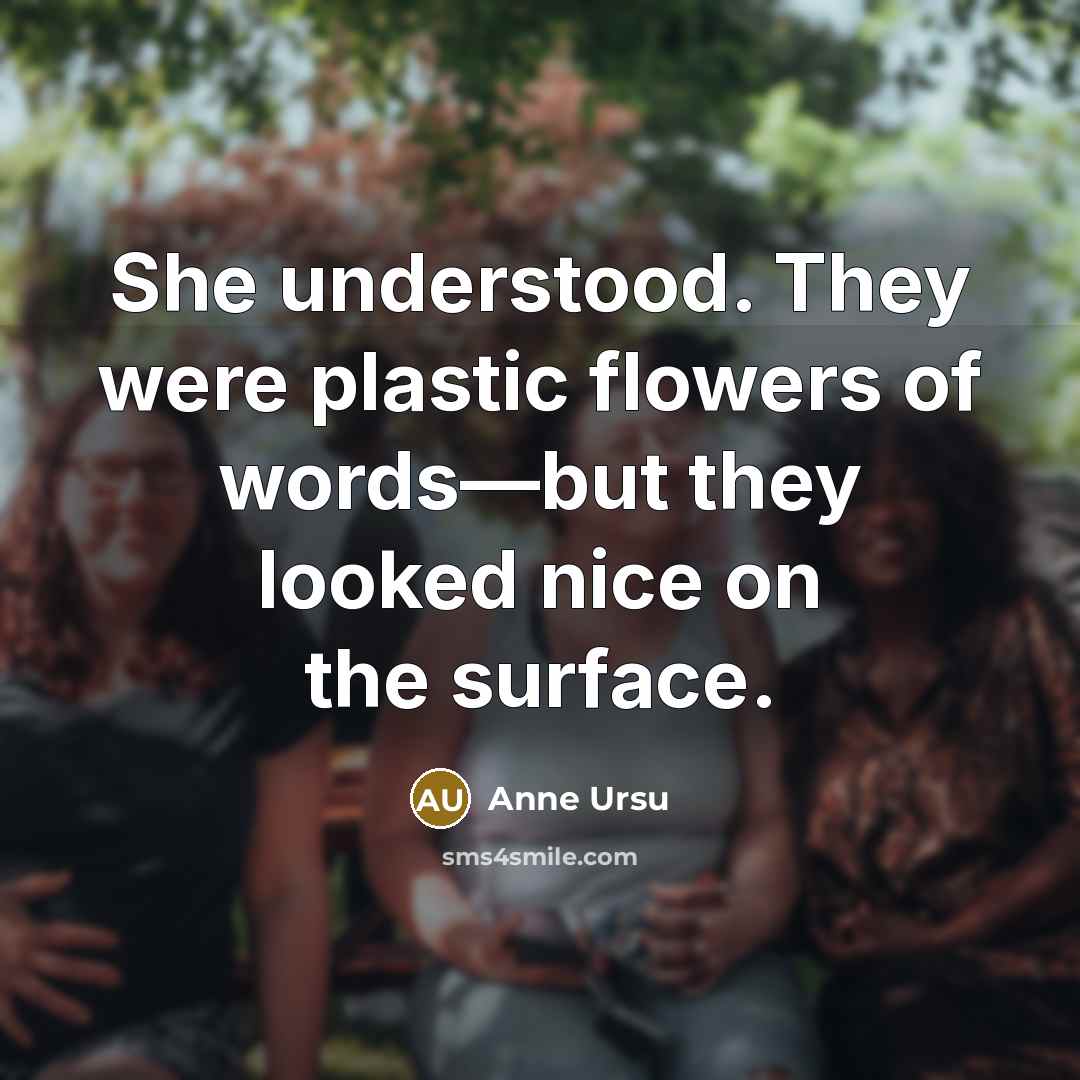 “She understood. They were plastic flowers of words—but they looked…” quote by Anne Ursu