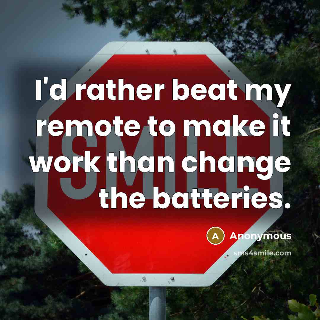 “I'd rather beat my remote to make it work than change the batteries.” quote by Anonymous