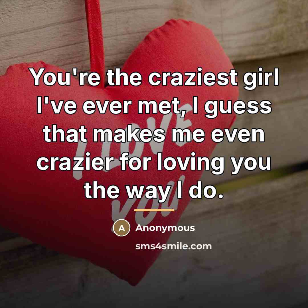 “You're the craziest girl I've ever met, I guess that…” quote by Anonymous