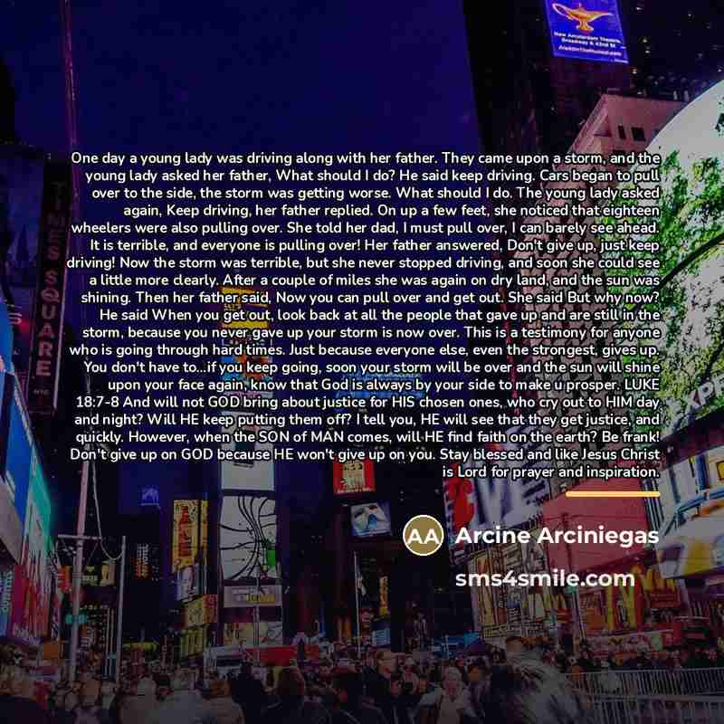 “One day a young lady was driving along with her…” quote by Arcine Arciniegas