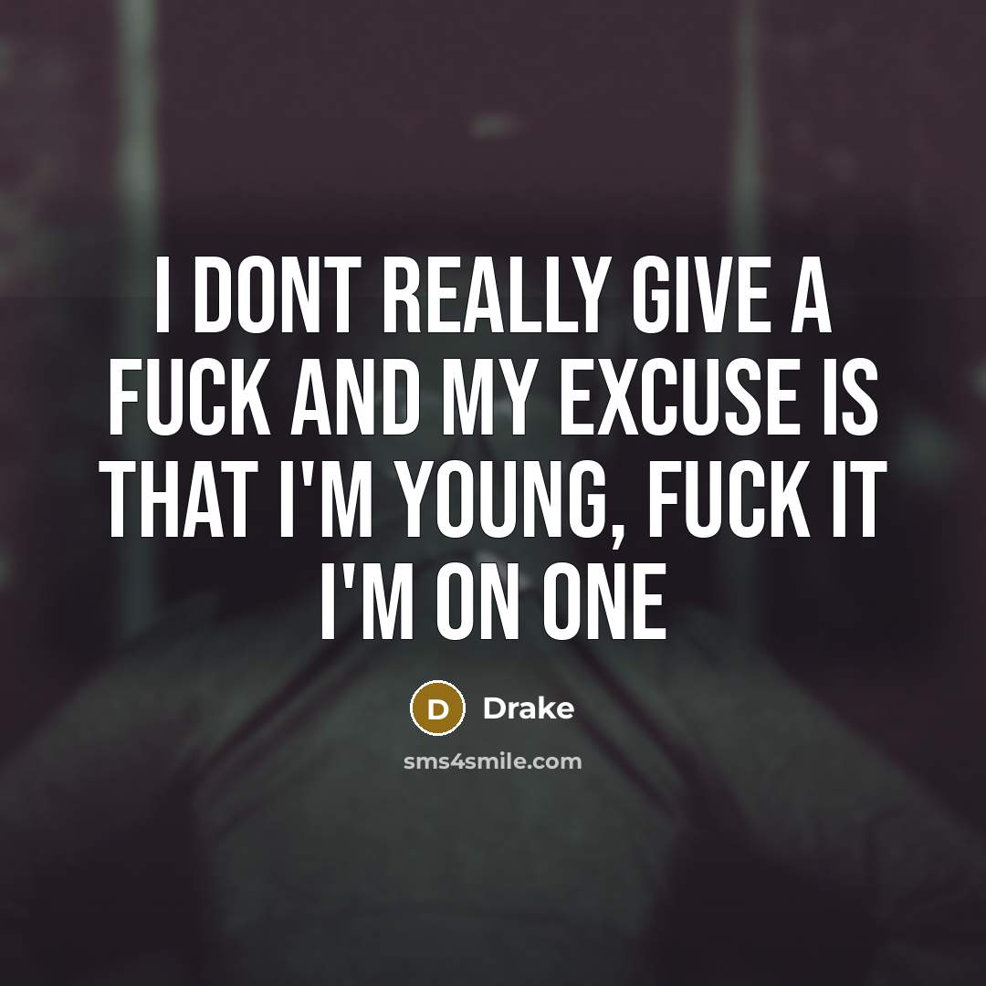 “I dont really give a fuck and my excuse is…” quote by Drake