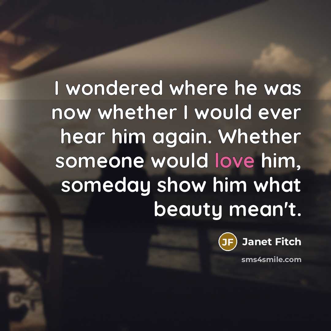 “I wondered where he was now whether I would ever…” quote by Janet Fitch