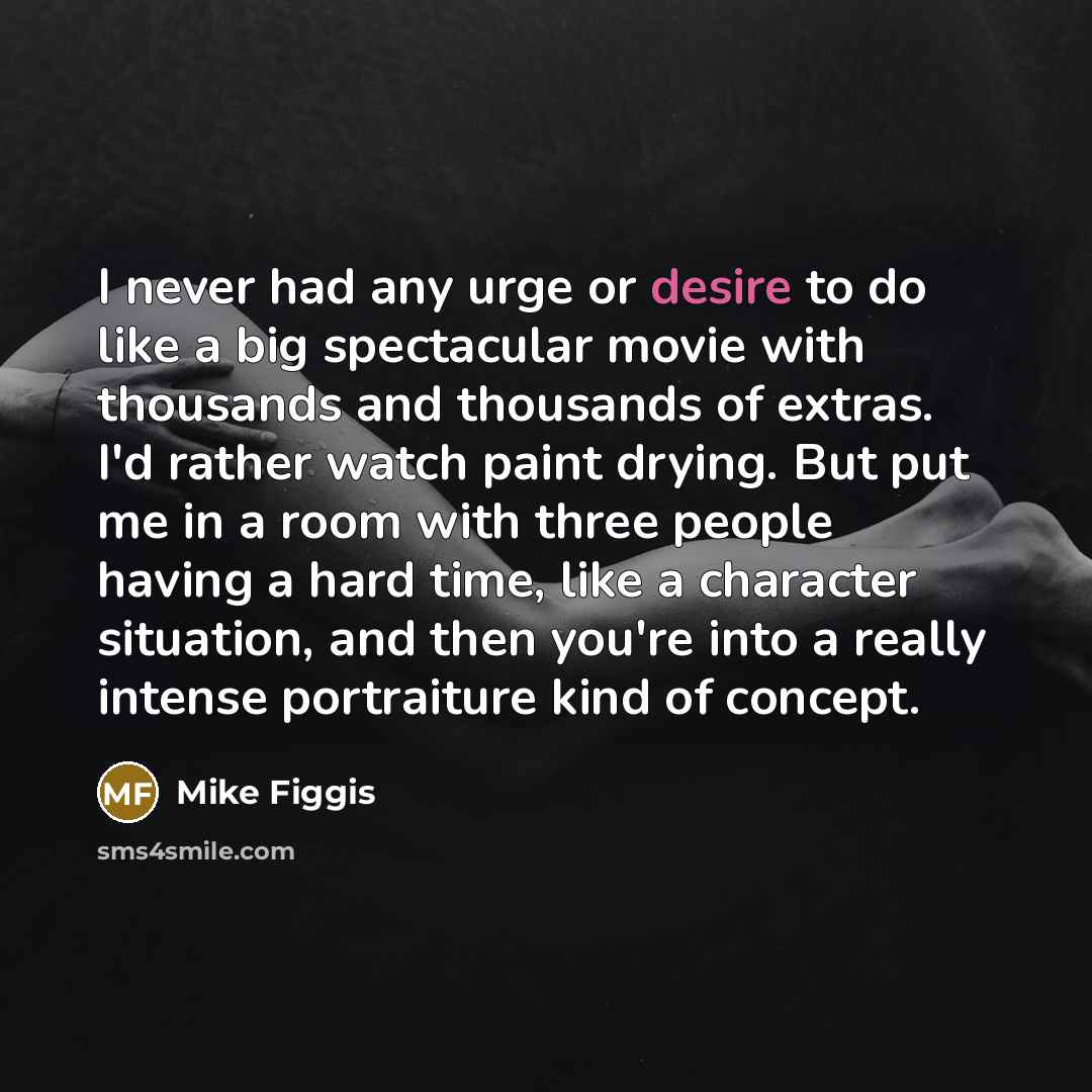 “I never had any urge or desire to do like…” quote by Mike Figgis
