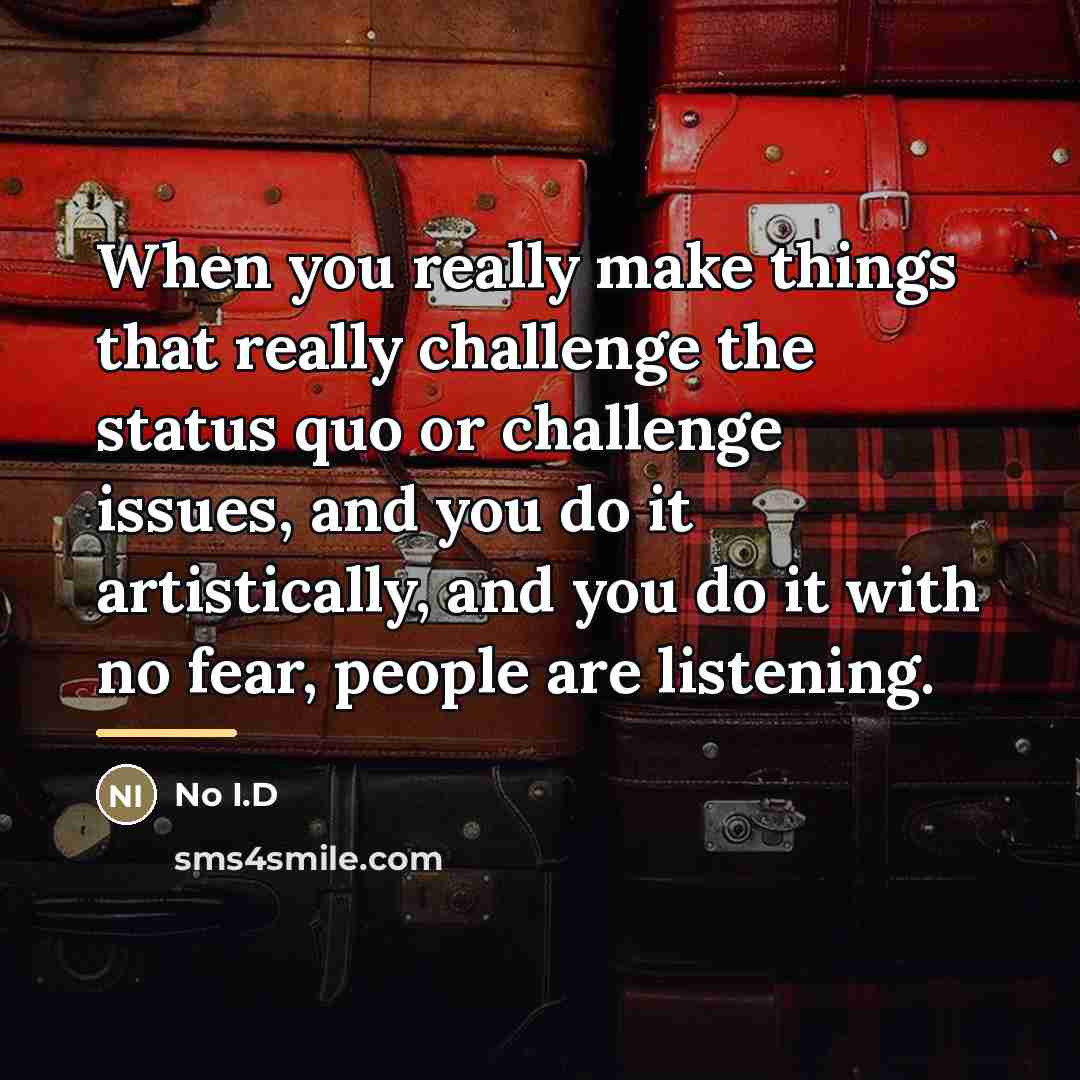 “When you really make things that really challenge the status…” quote by No I.D
