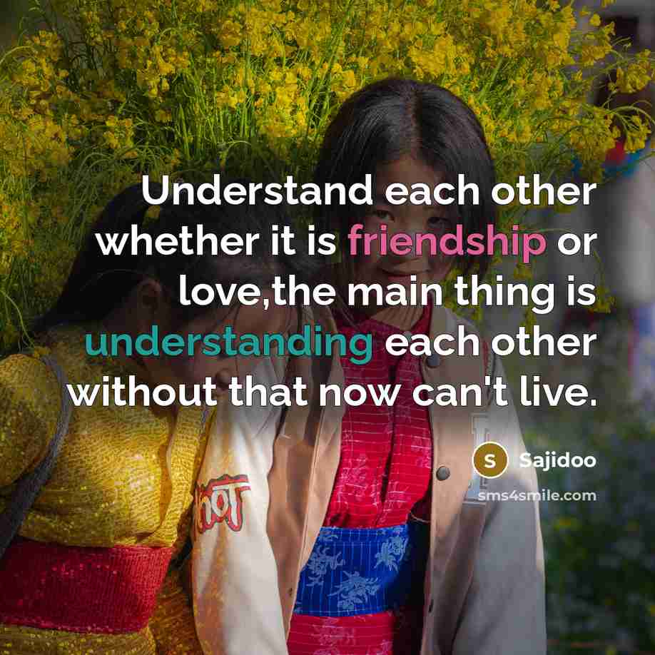 “Understand each other whether it is friendship or love,the main thing is understanding each other without that now can't live.” quote by Sajidoo