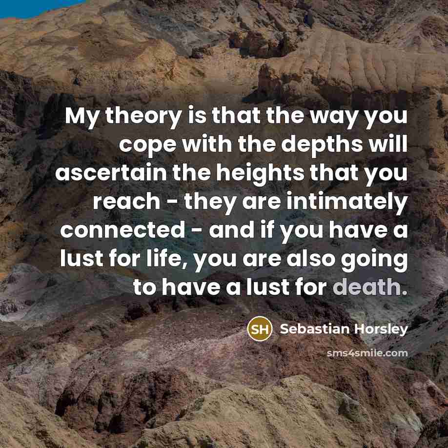 “My theory is that the way you cope with the…” quote by Sebastian Horsley