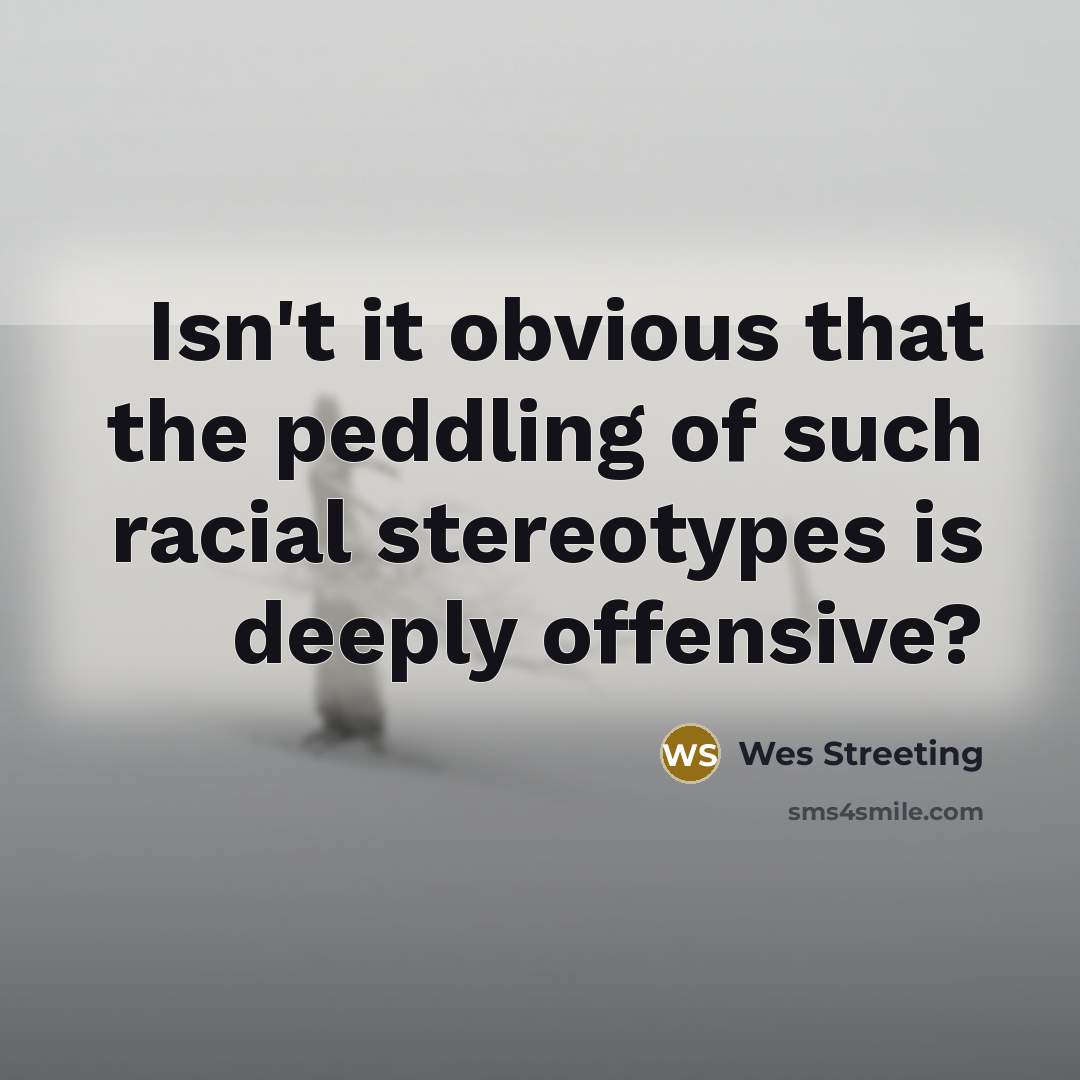 “Isn't it obvious that the peddling of such racial stereotypes…” quote by Wes Streeting