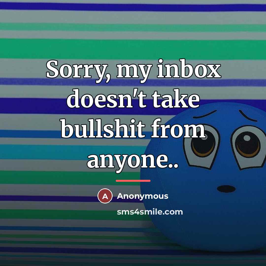 “Sorry, my inbox doesn't take bullshit from anyone..…” quote by Anonymous