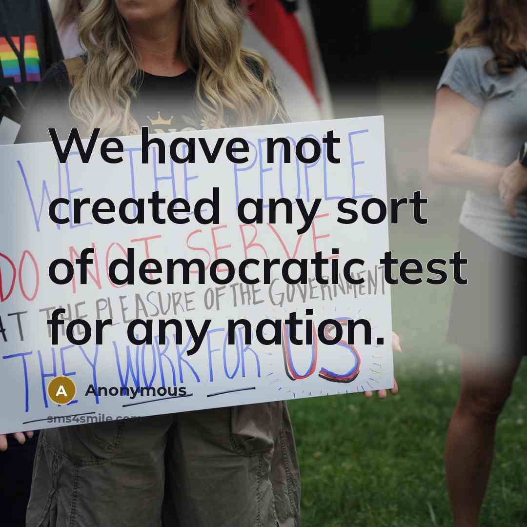 “We have not created any sort of democratic test for…” quote by Anonymous