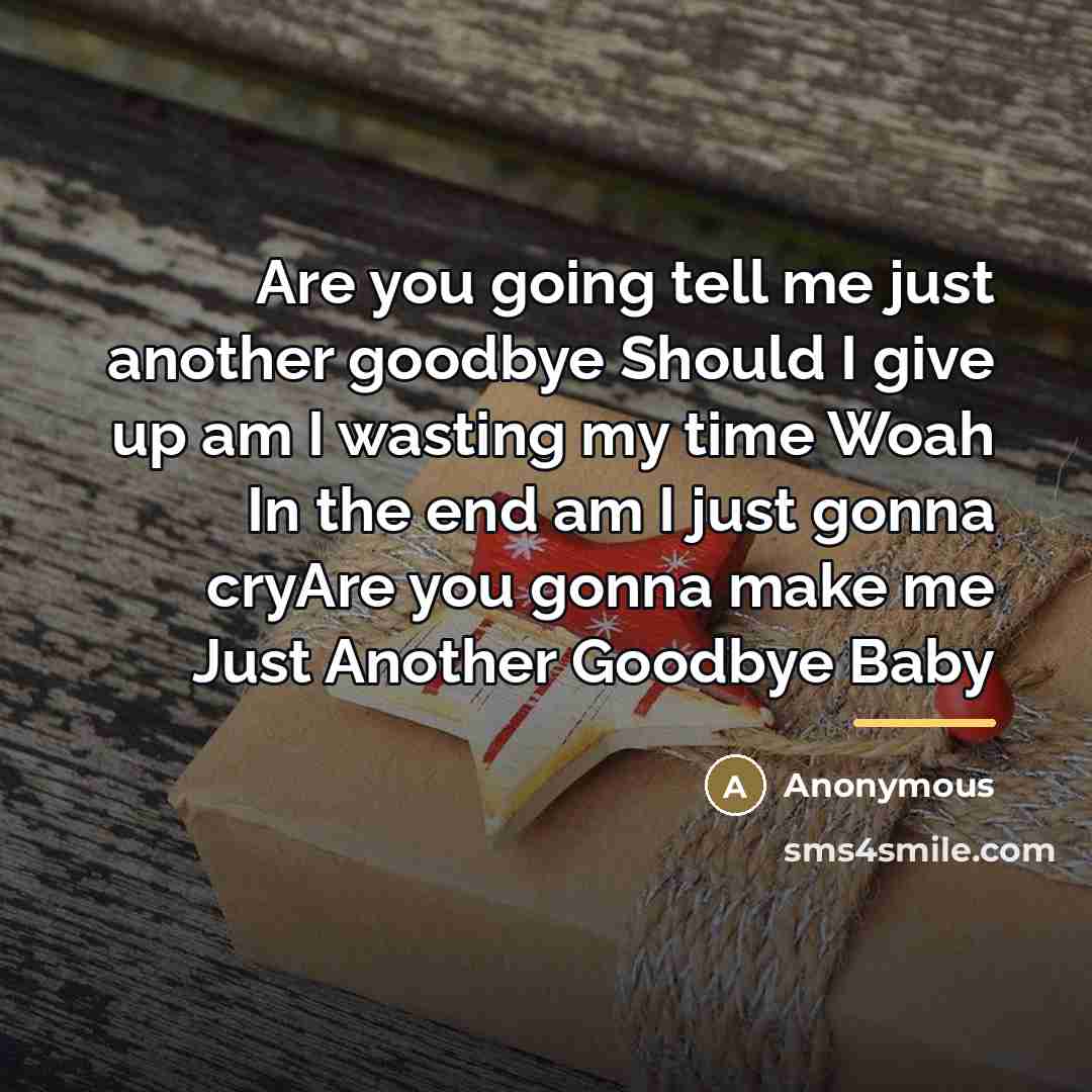 “Are you going tell me just another goodbye Should I…” quote by Anonymous