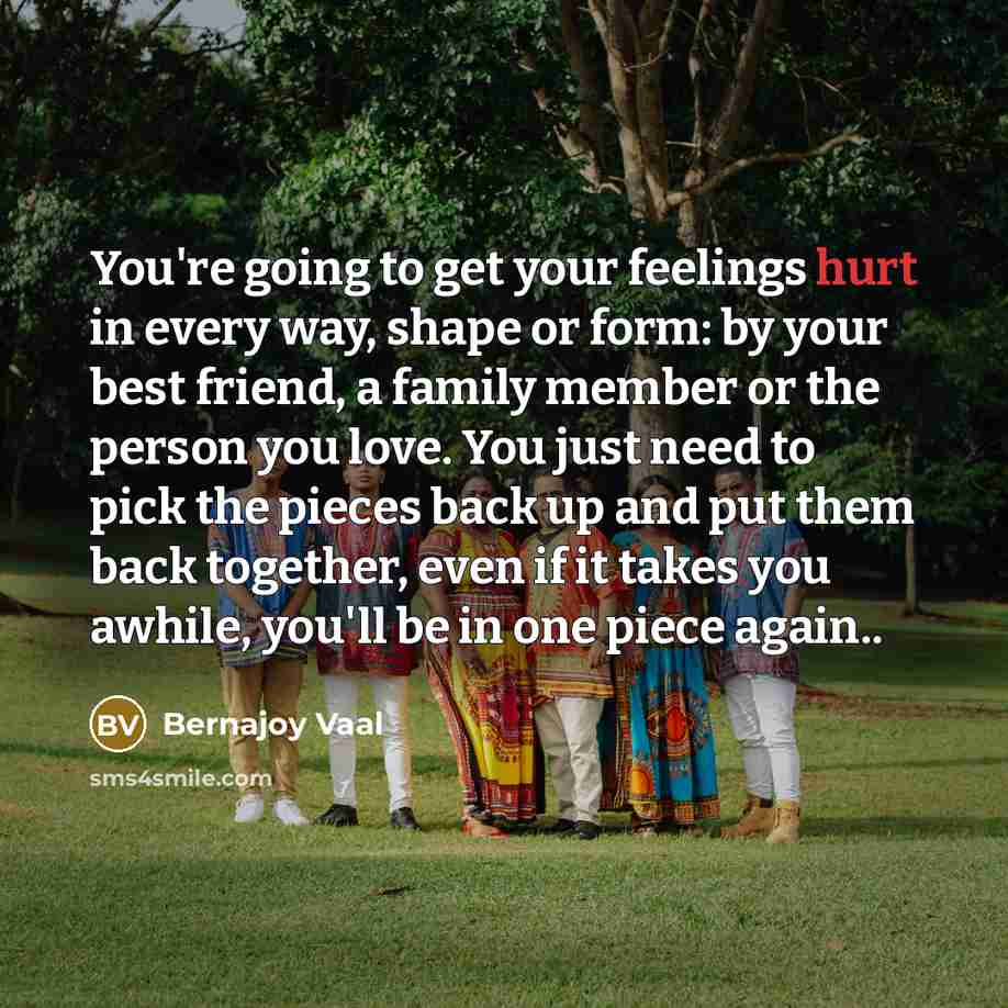 “You're going to get your feelings hurt in every way,…” quote by Bernajoy Vaal