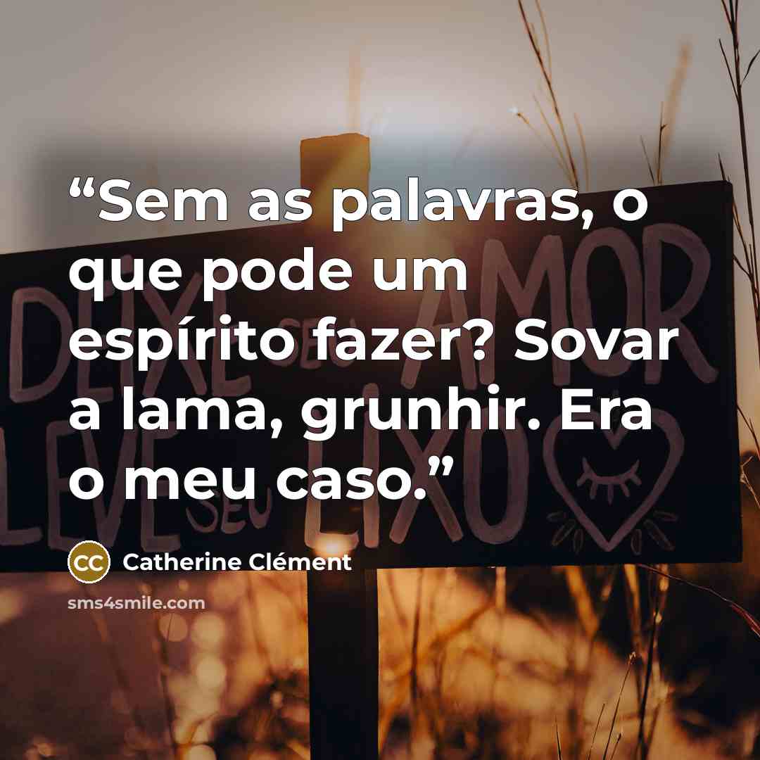 “Sem as palavras, o que pode um espírito fazer? Sovar a lama, grunhir. Era o meu caso.” quote by Catherine Clément