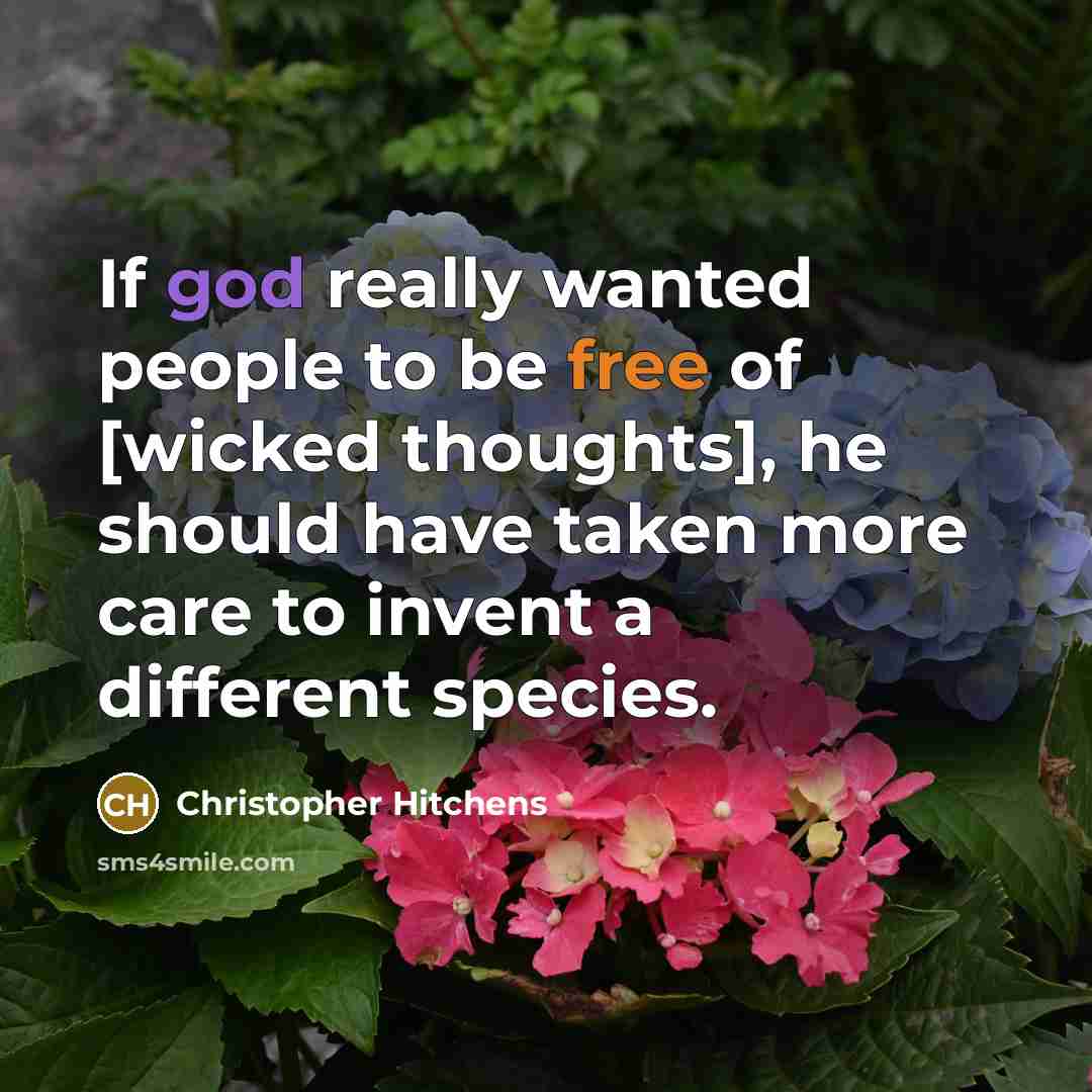 “If god really wanted people to be free of [wicked…” quote by Christopher Hitchens
