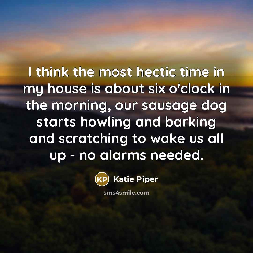 “I think the most hectic time in my house is…” quote by Katie Piper