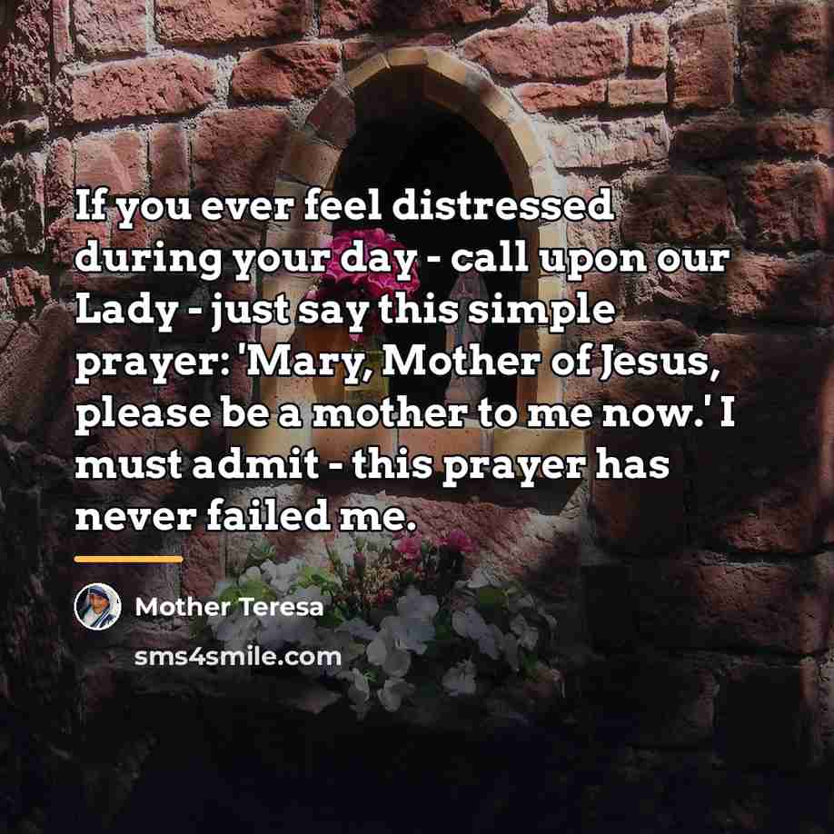 “If you ever feel distressed during your day - call…” quote by Mother Teresa