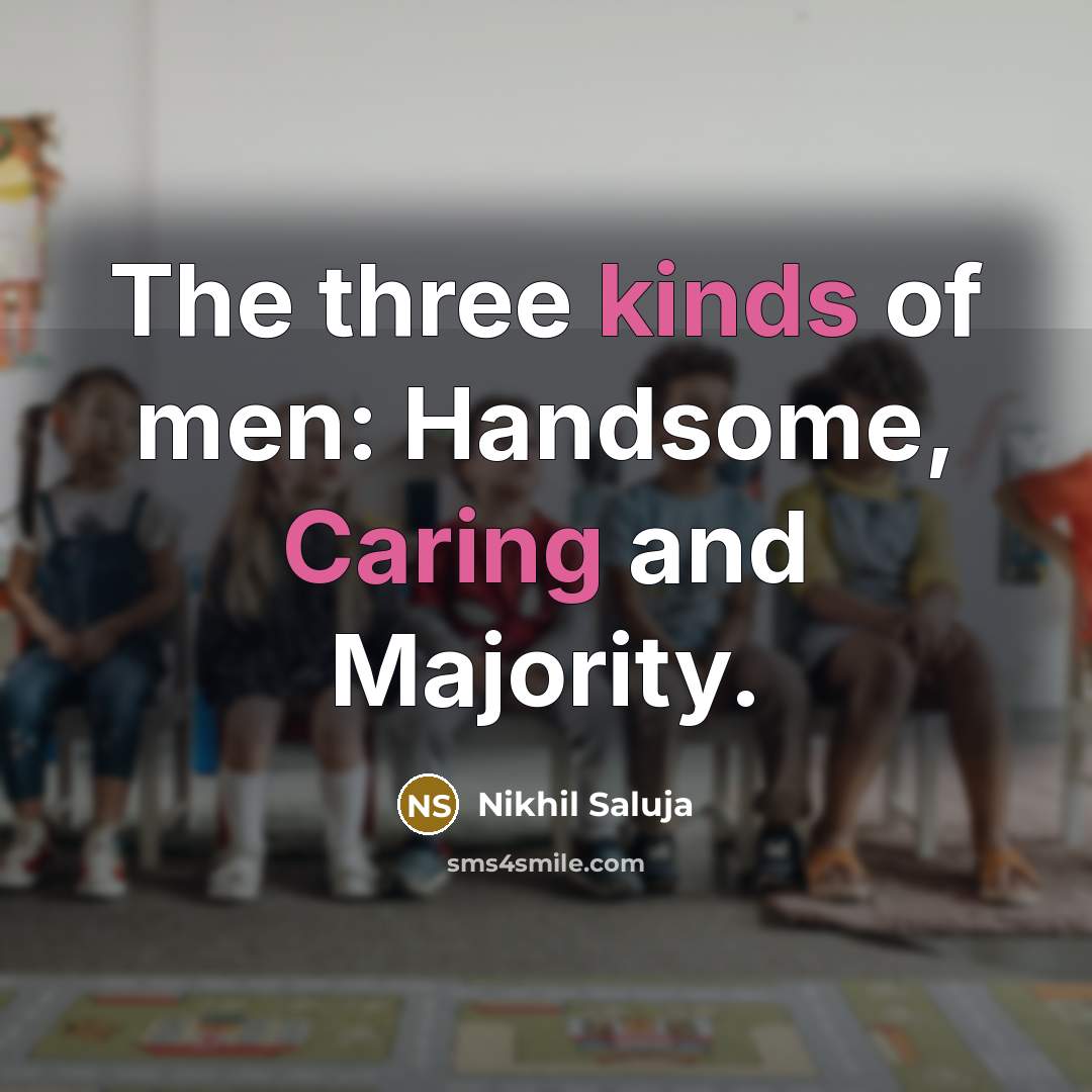 “The three kinds of men: Handsome, Caring and Majority.” quote by Nikhil Saluja