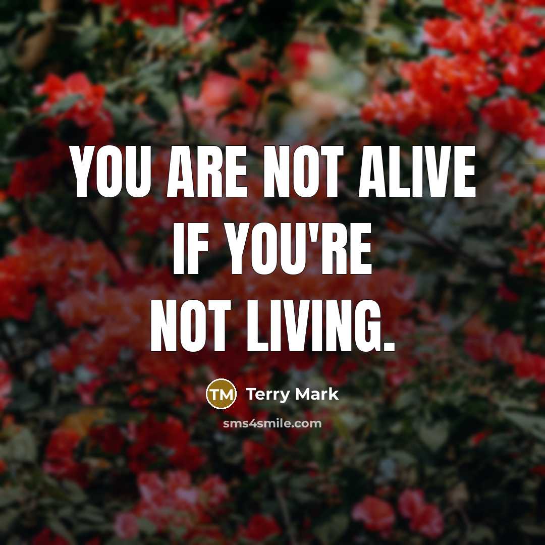 “You are not Alive if you're not living.…” quote by Terry Mark