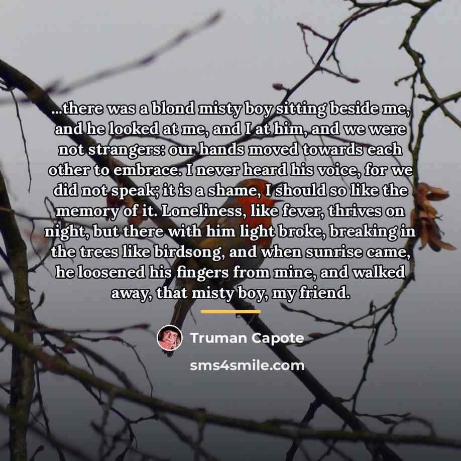 “...there was a blond misty boy sitting beside me, and…” quote by Truman Capote