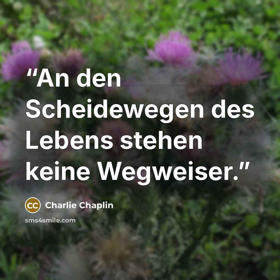 “An den Scheidewegen des Lebens stehen keine Wegweiser.” quote by Charlie Chaplin
