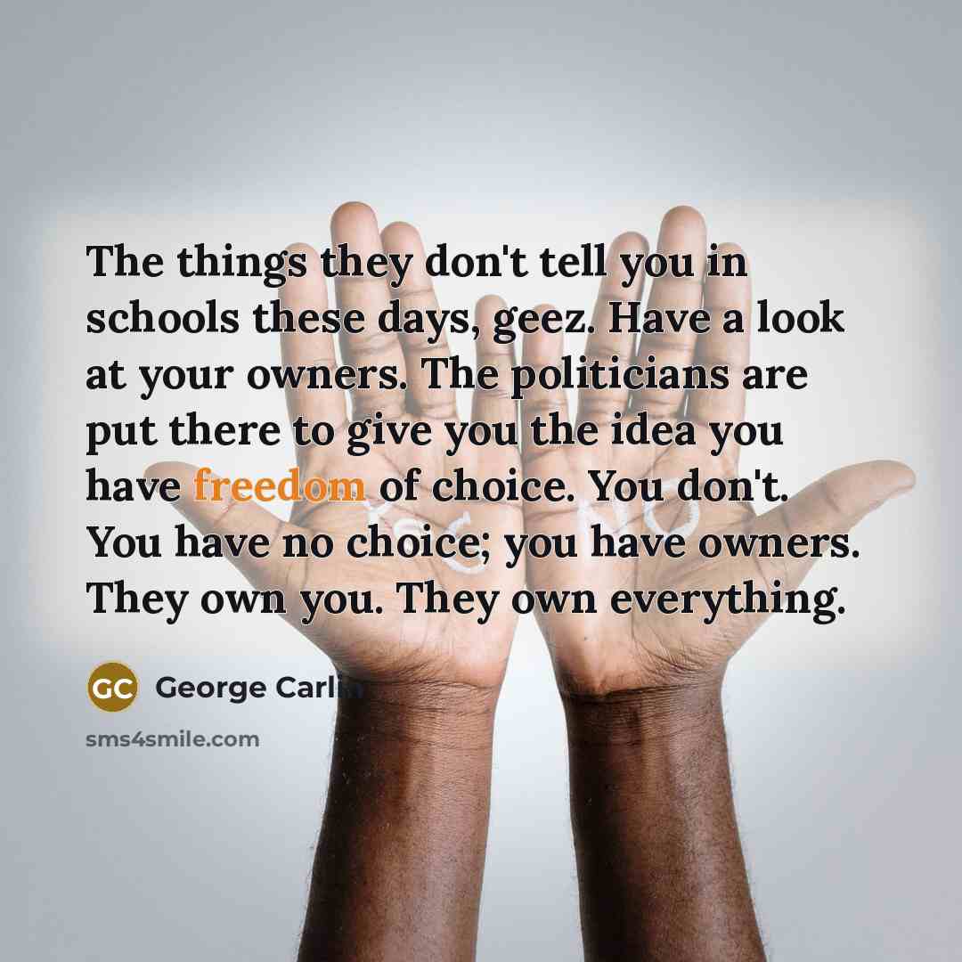 “The things they don't tell you in schools these days,…” quote by George Carlin