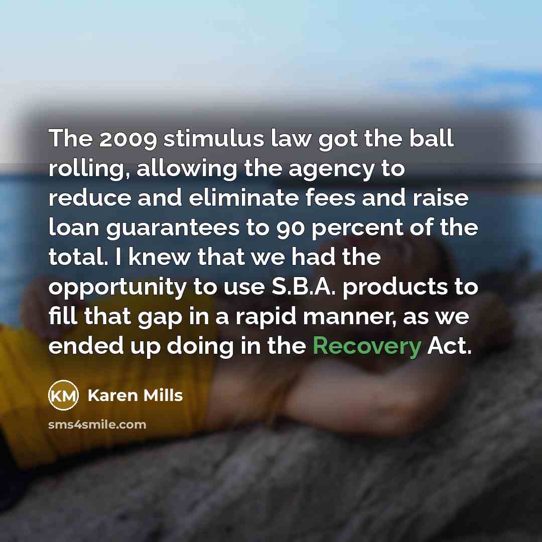 “The 2009 stimulus law got the ball rolling, allowing the…” quote by Karen Mills