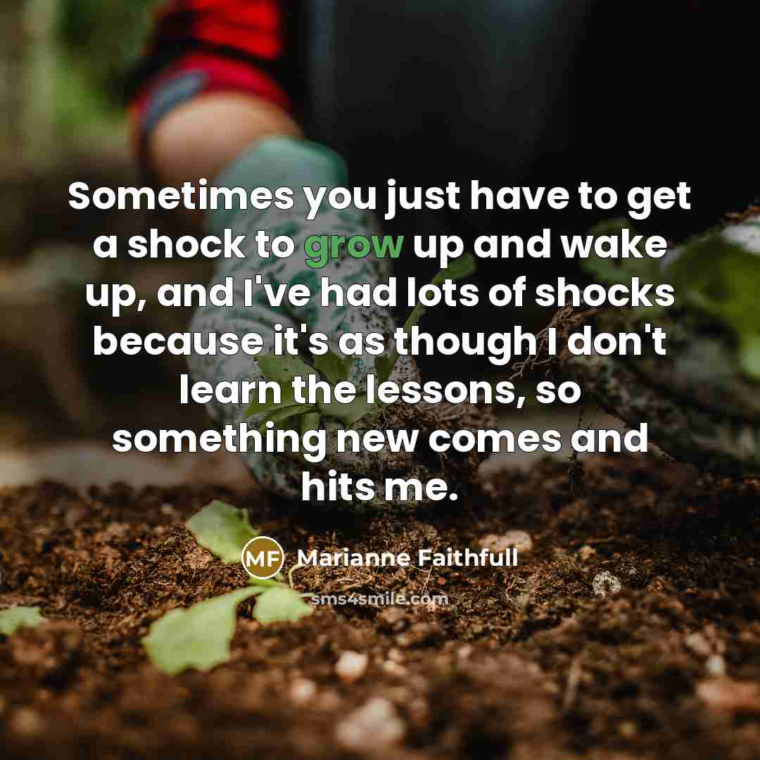 “Sometimes you just have to get a shock to grow…” quote by Marianne Faithfull