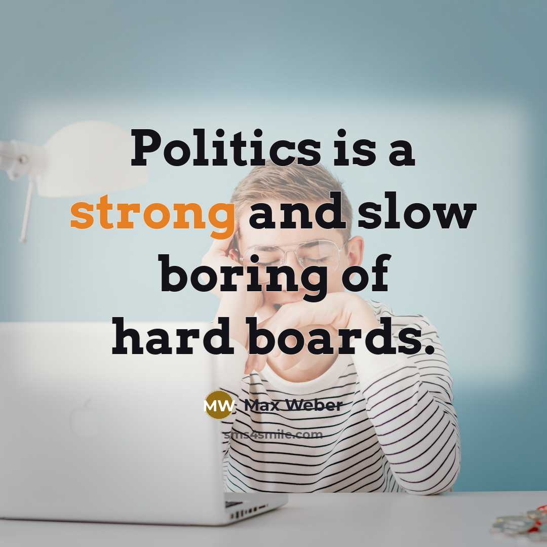 “Politics is a strong and slow boring of hard boards.…” quote by Max Weber