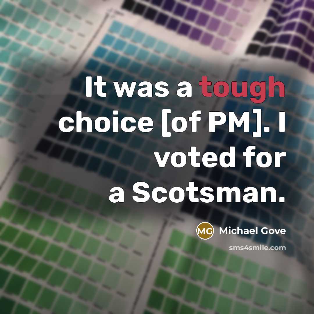 “It was a tough choice [of PM]. I voted for…” quote by Michael Gove