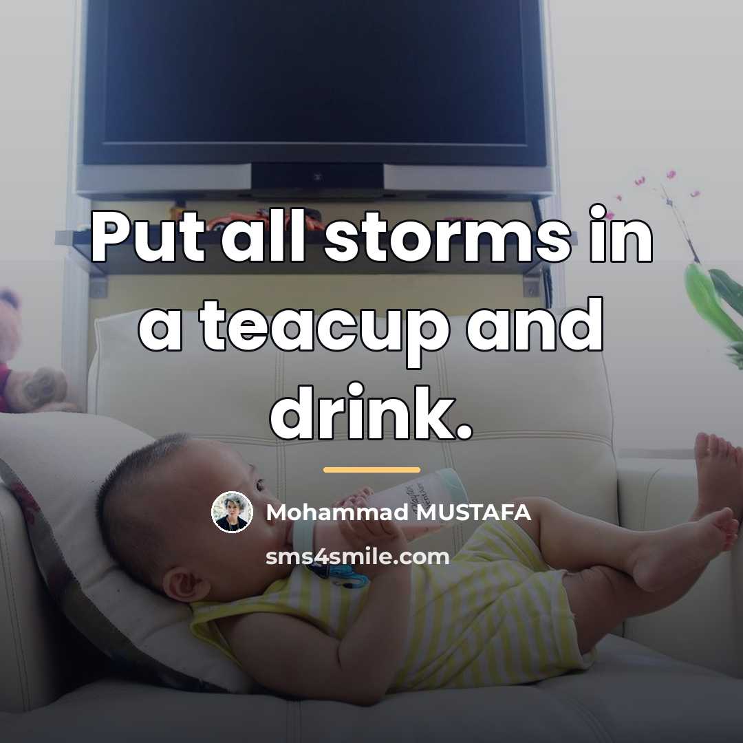“Put all storms in a teacup and drink.…” quote by Mohammad MUSTAFA