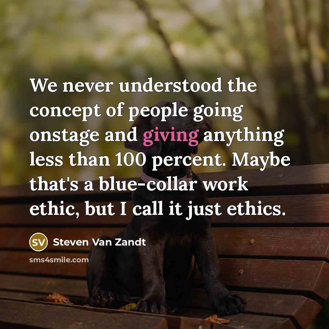 “We never understood the concept of people going onstage and…” quote by Steven Van Zandt