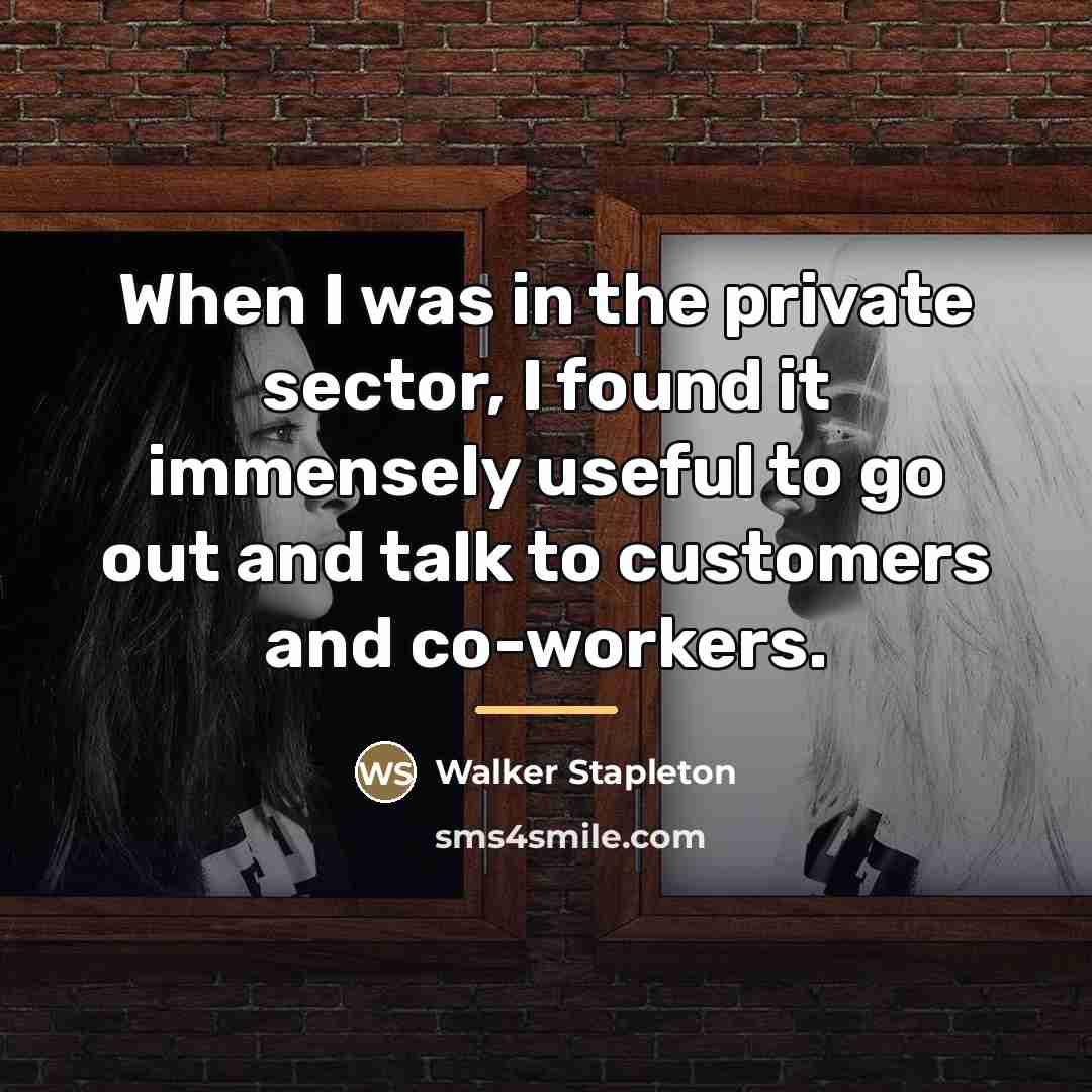 “When I was in the private sector, I found it…” quote by Walker Stapleton