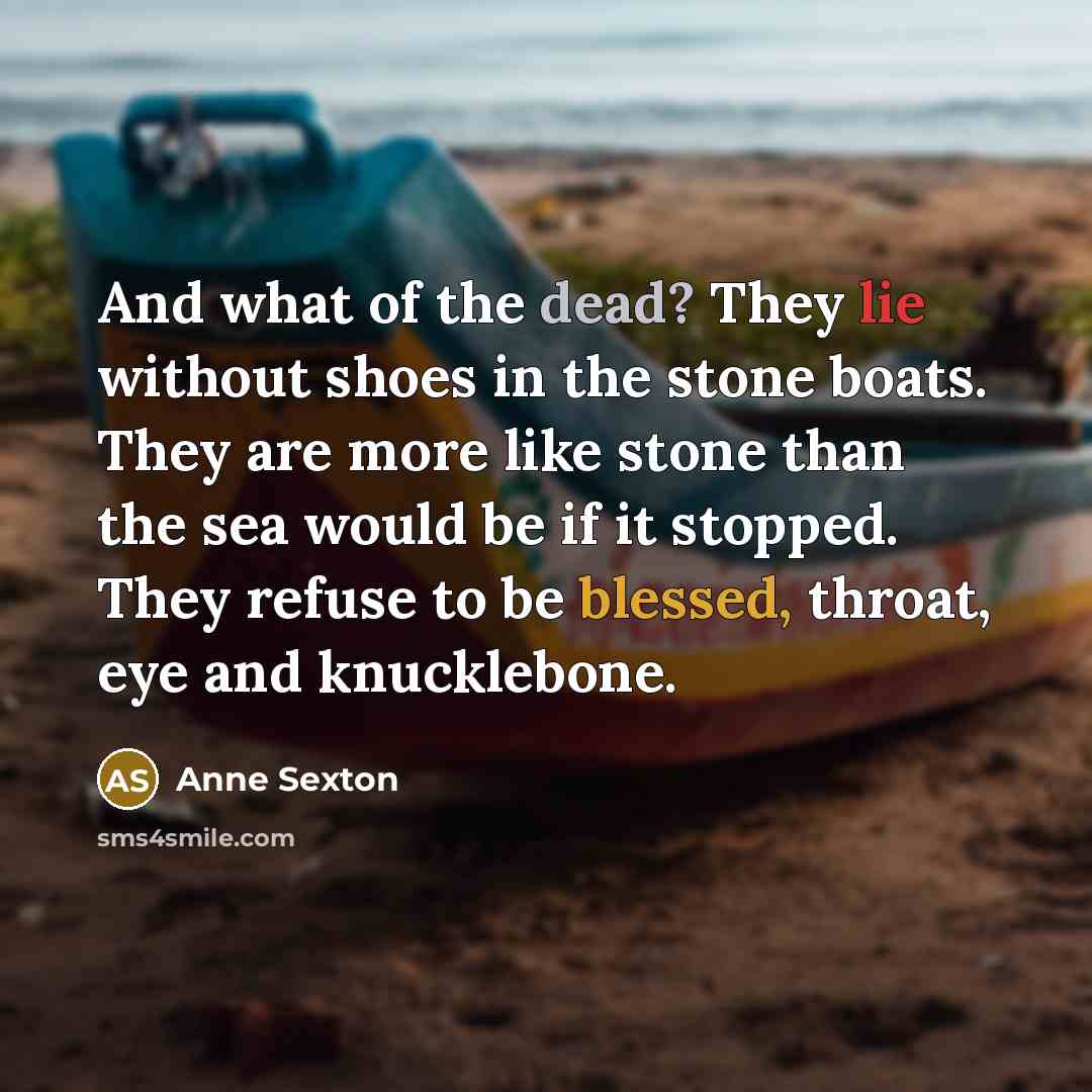 “And what of the dead? They lie without shoes in…” quote by Anne Sexton