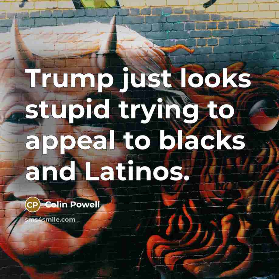 “Trump just looks stupid trying to appeal to blacks and…” quote by Colin Powell