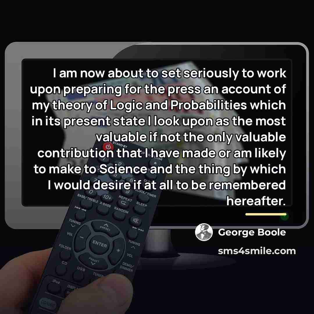 “I am now about to set seriously to work upon…” quote by George Boole