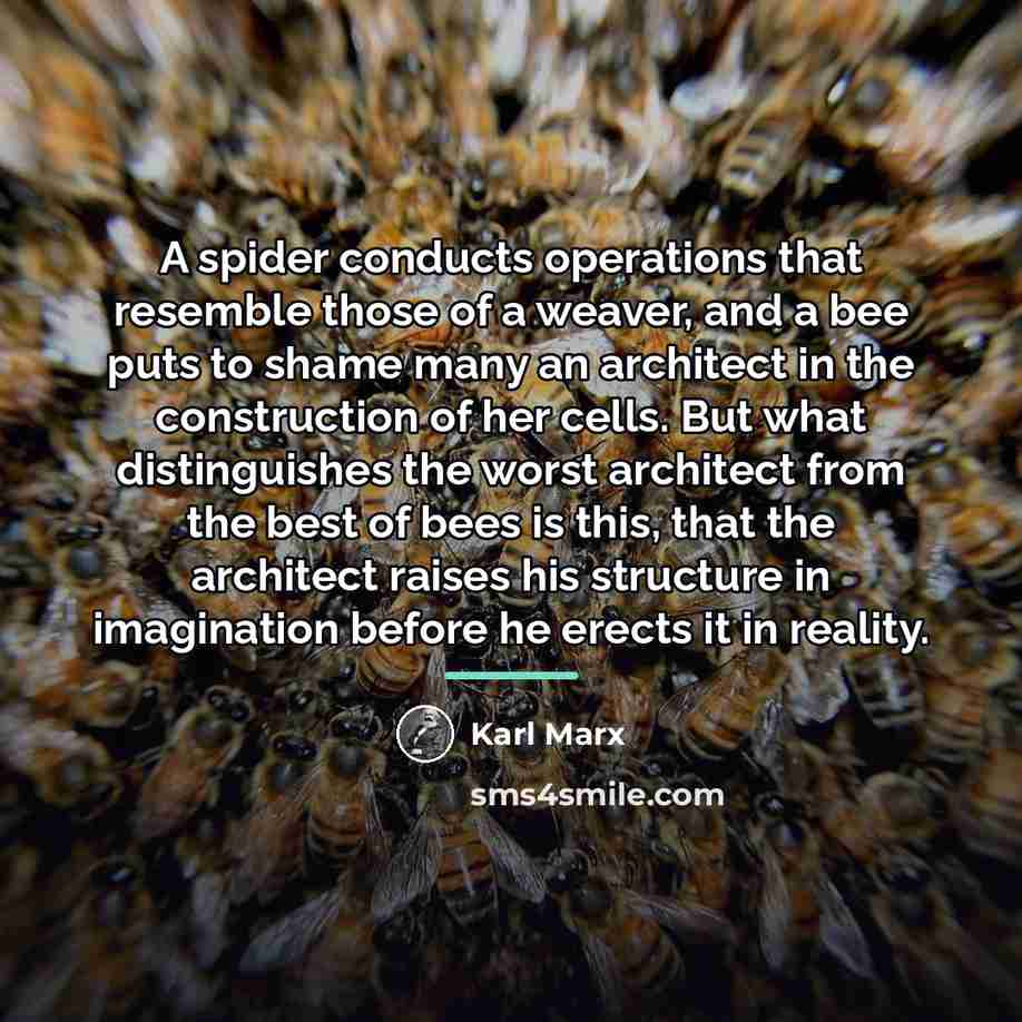 “A spider conducts operations that resemble those of a weaver,…” quote by Karl Marx