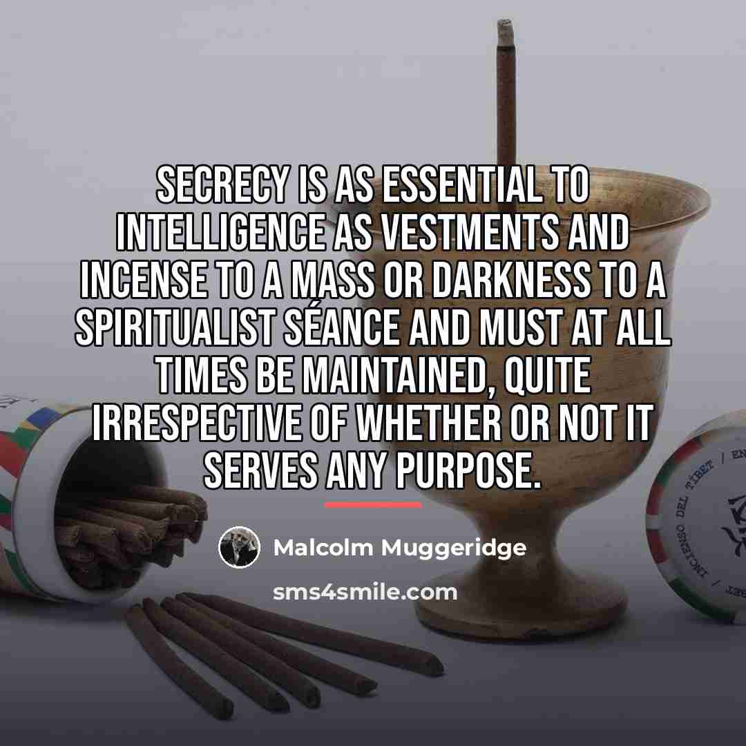“Secrecy is as essential to intelligence as vestments and incense…” quote by Malcolm Muggeridge