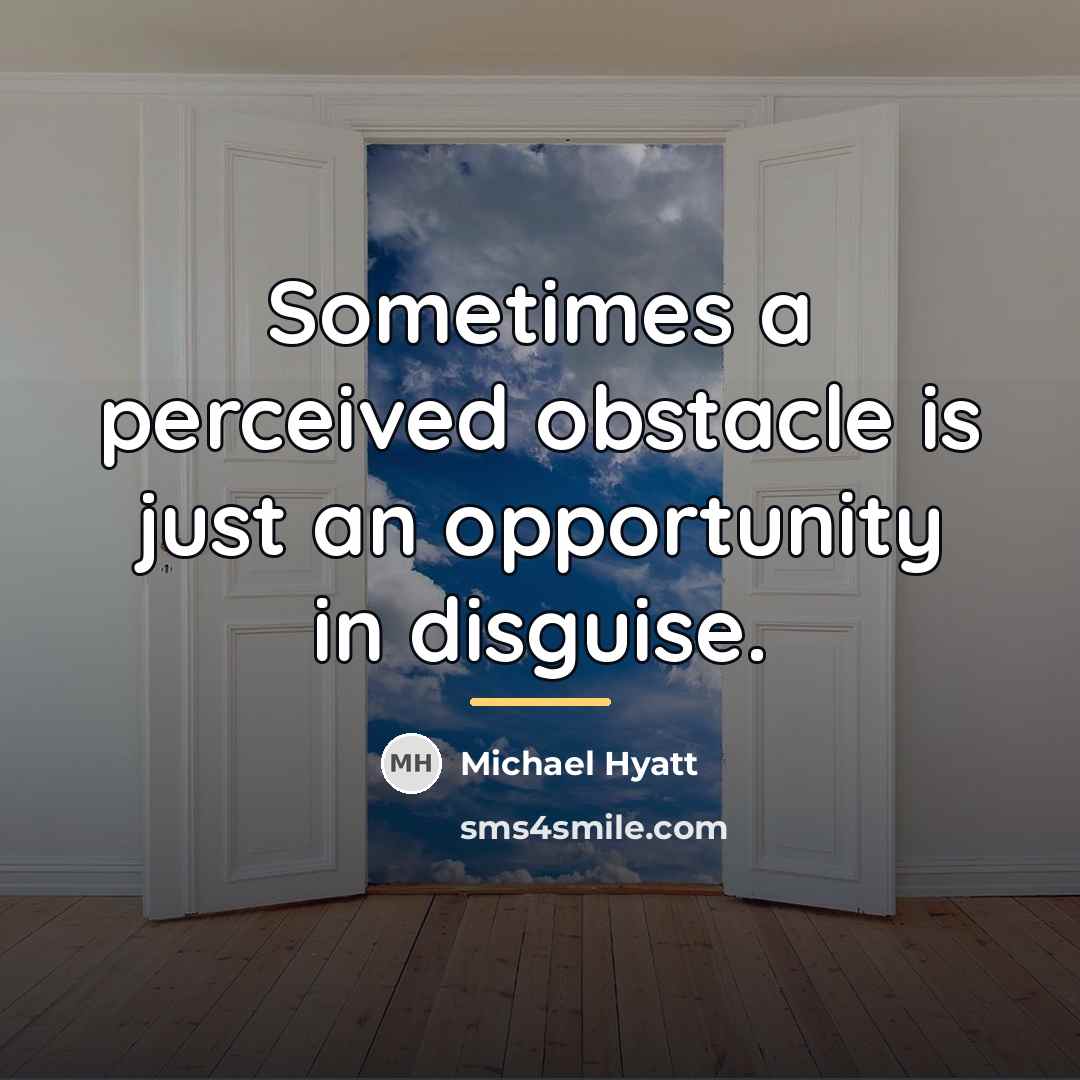 “Sometimes a perceived obstacle is just an opportunity in disguise.…” quote by Michael Hyatt