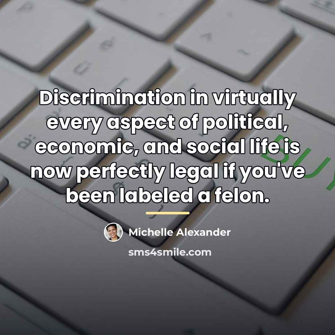 “Discrimination in virtually every aspect of political, economic, and social…” quote by Michelle Alexander