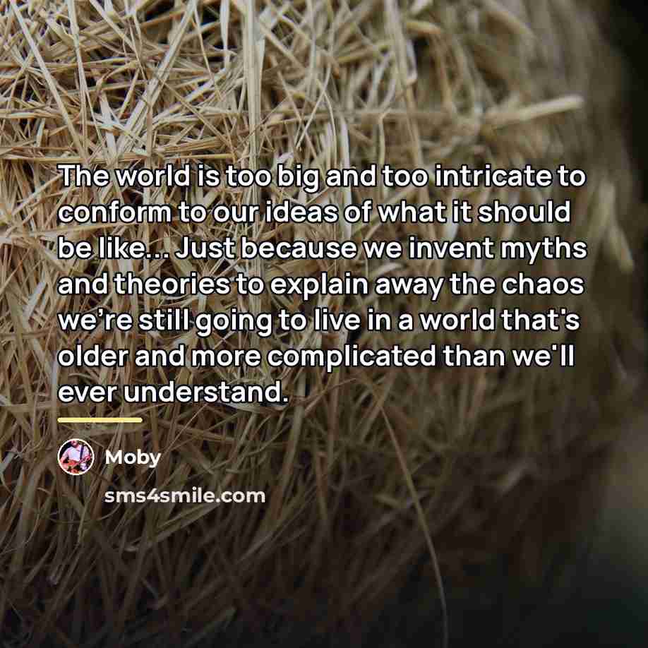 “The world is too big and too intricate to conform…” quote by Moby