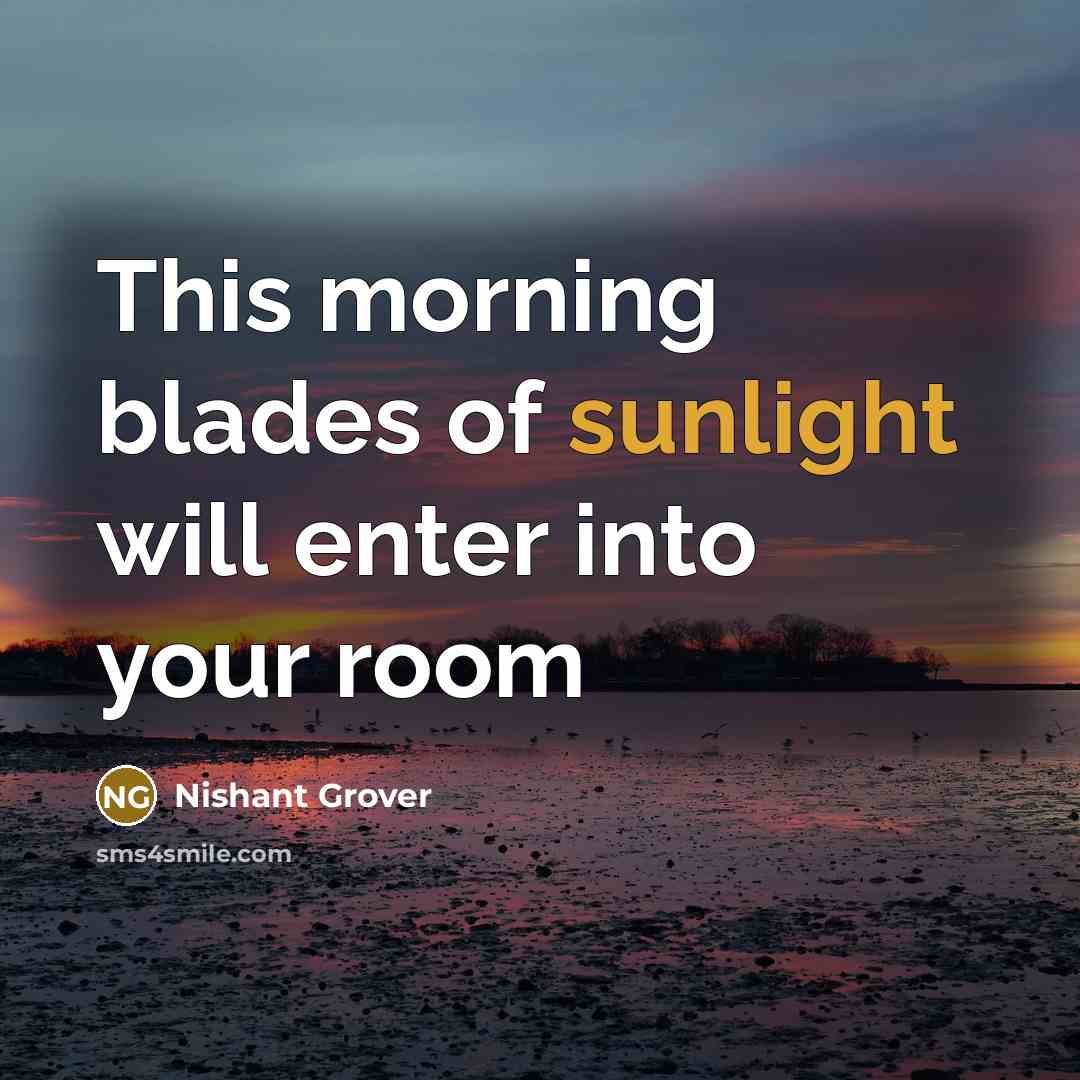 “This morning blades of sunlight will enter into your room…” quote by Nishant Grover