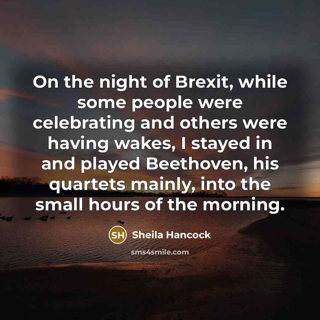 “On the night of Brexit, while some people were celebrating…” quote by Sheila Hancock