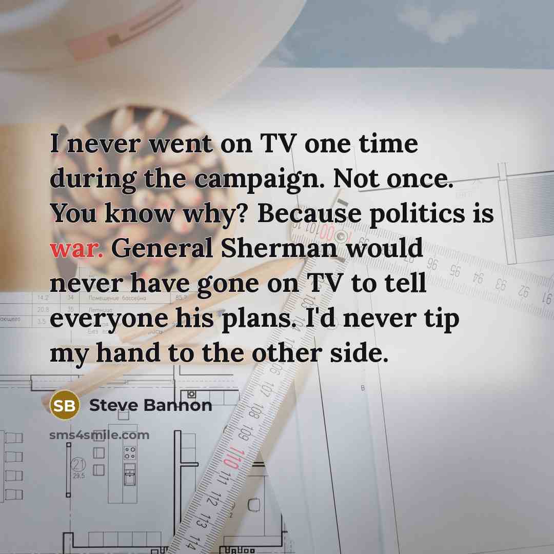 “I never went on TV one time during the campaign.…” quote by Steve Bannon