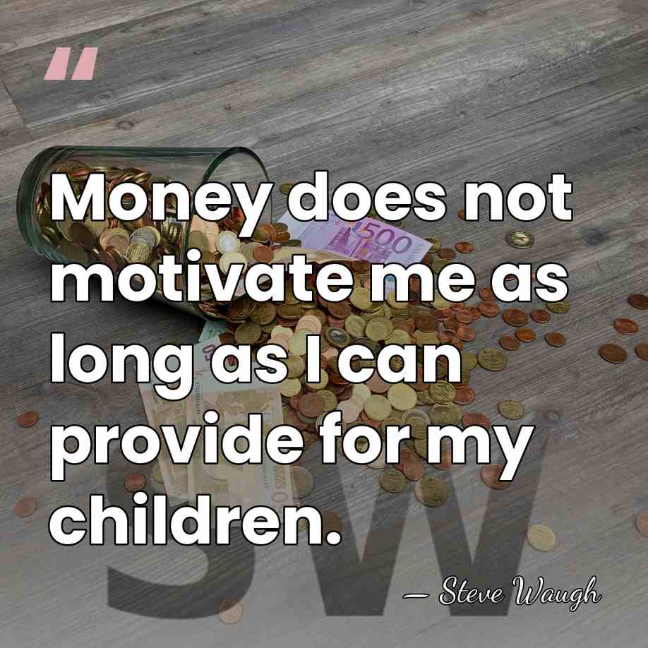 Money does not motivate me as long as I can provide for&hellip; - Steve Waugh