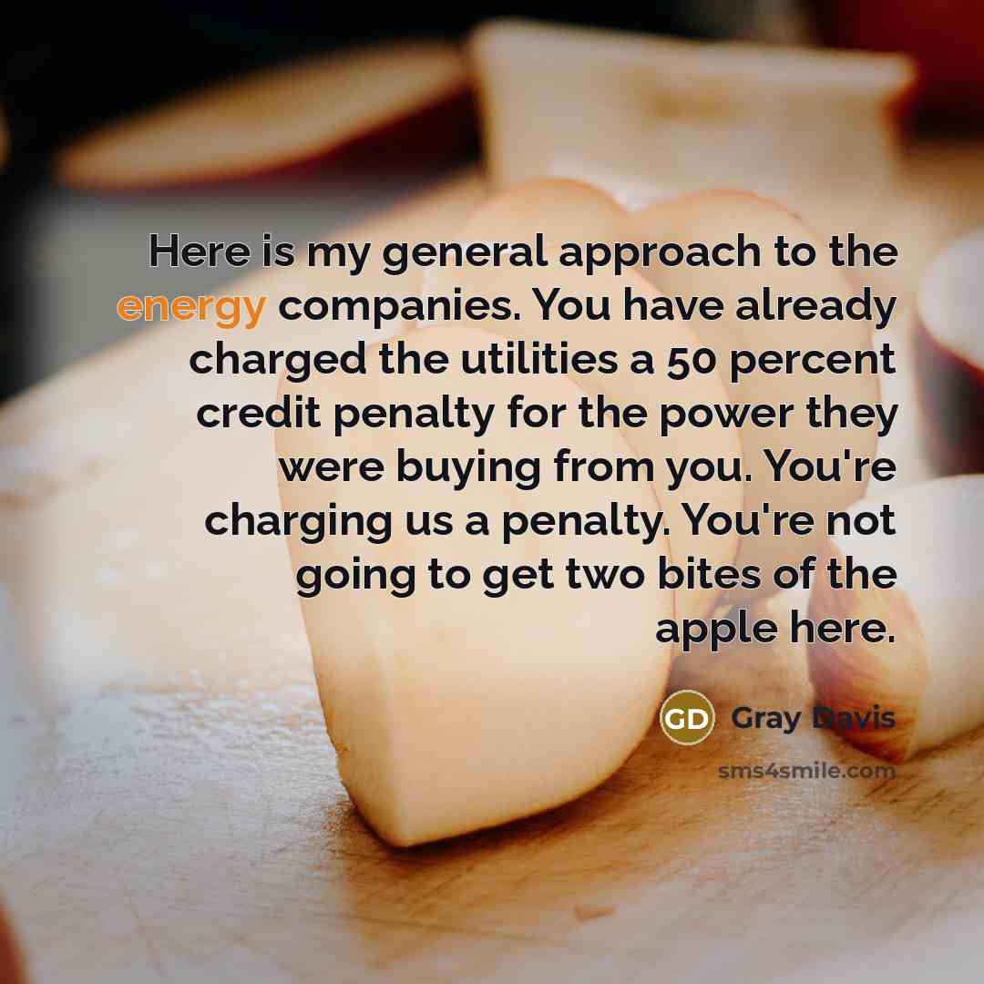 “Here is my general approach to the energy companies. You…” quote by Gray Davis