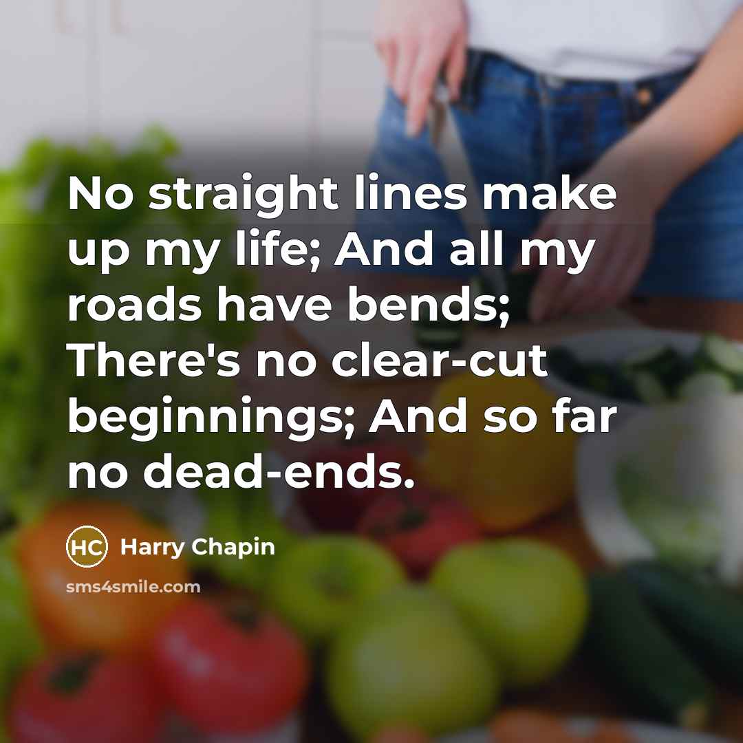 “No straight lines make up my life; And all my…” quote by Harry Chapin
