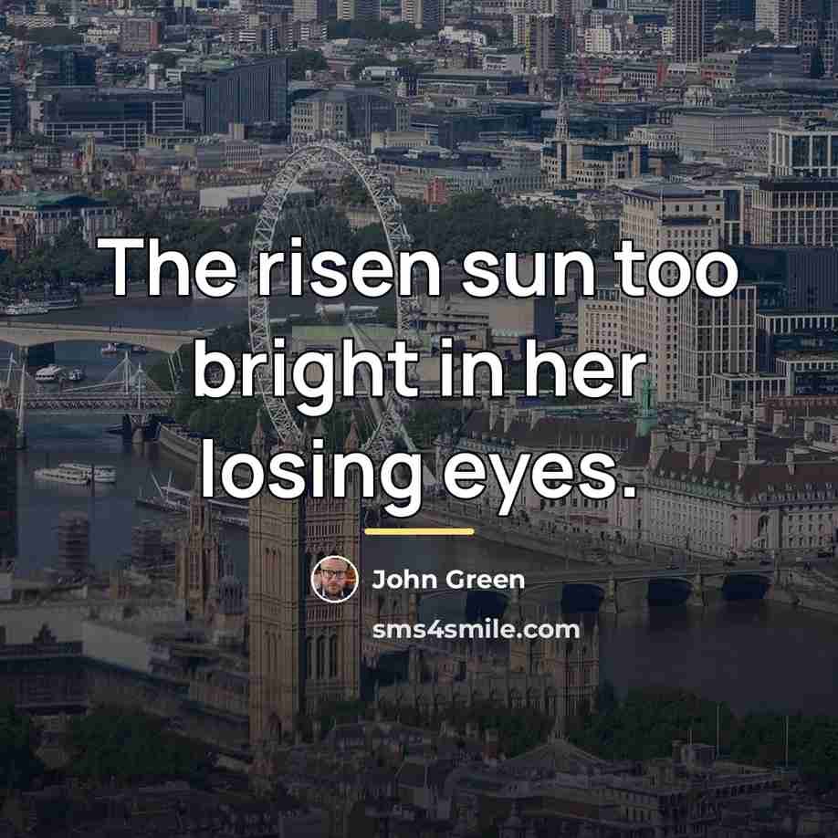 “The risen sun too bright in her losing eyes.…” quote by John Green