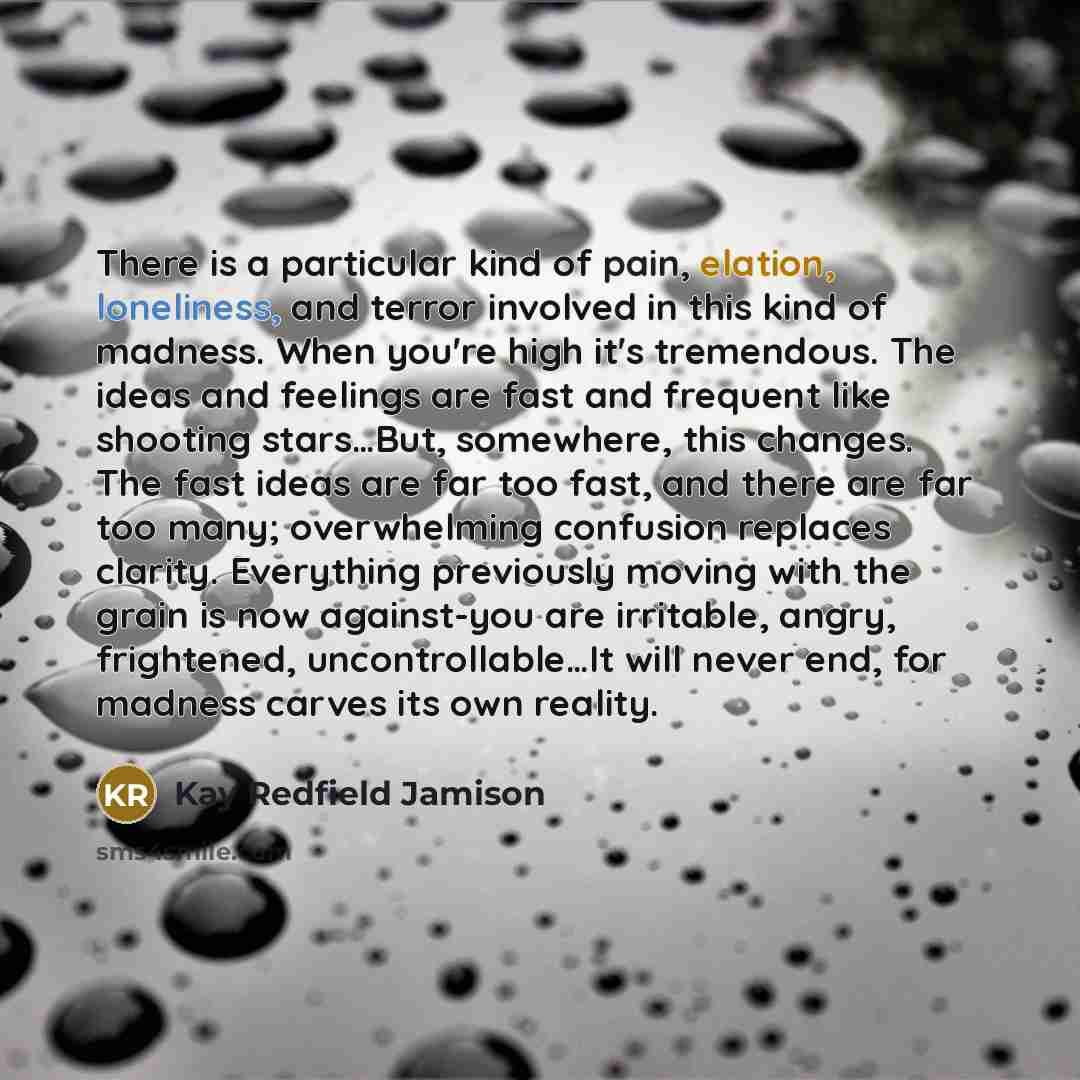 “There is a particular kind of pain, elation, loneliness, and…” quote by Kay Redfield Jamison